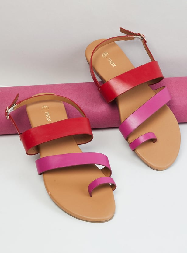 Women Colourblocked Slingback Flat Sandals