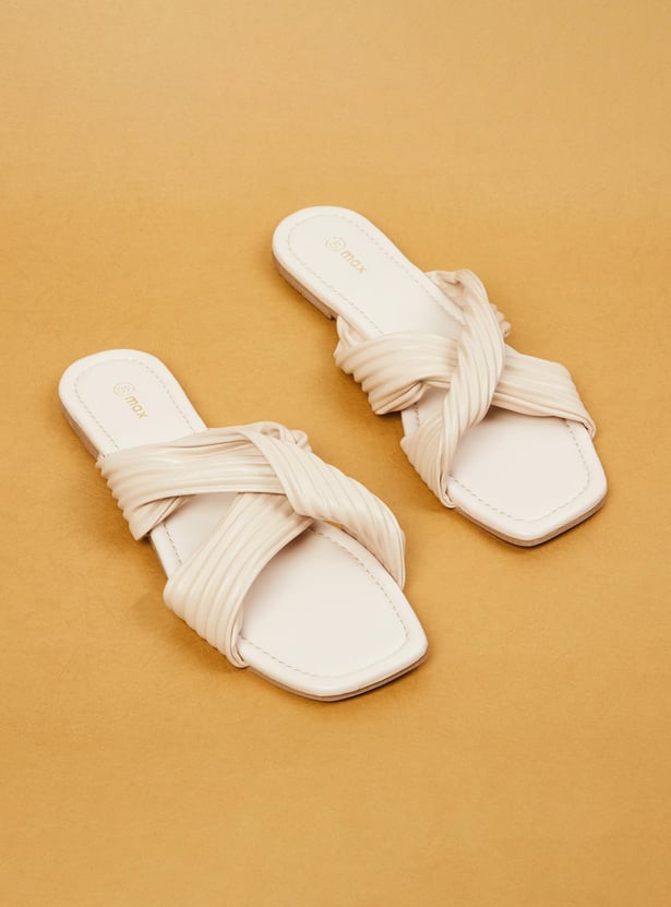 Women Solid Open Toe Flat Sandals
