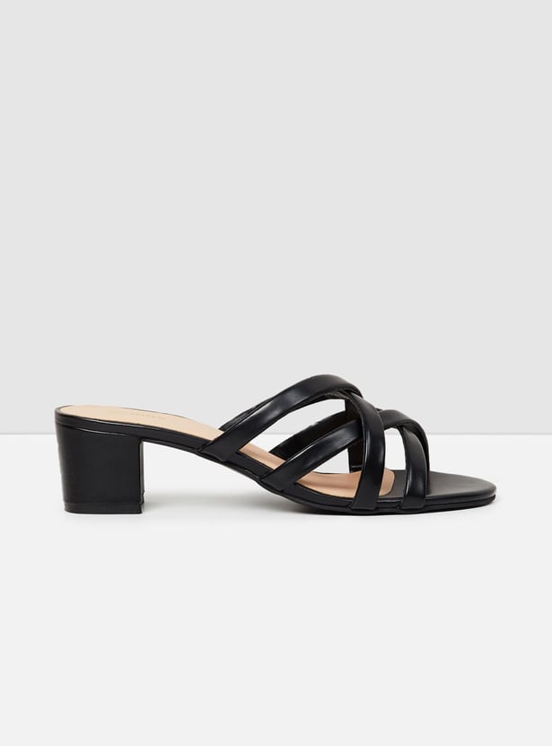 Women Solid Open Toe Block Heels