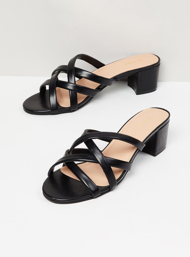 Women Solid Open Toe Block Heels