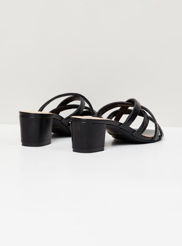 Women Solid Open Toe Block Heels