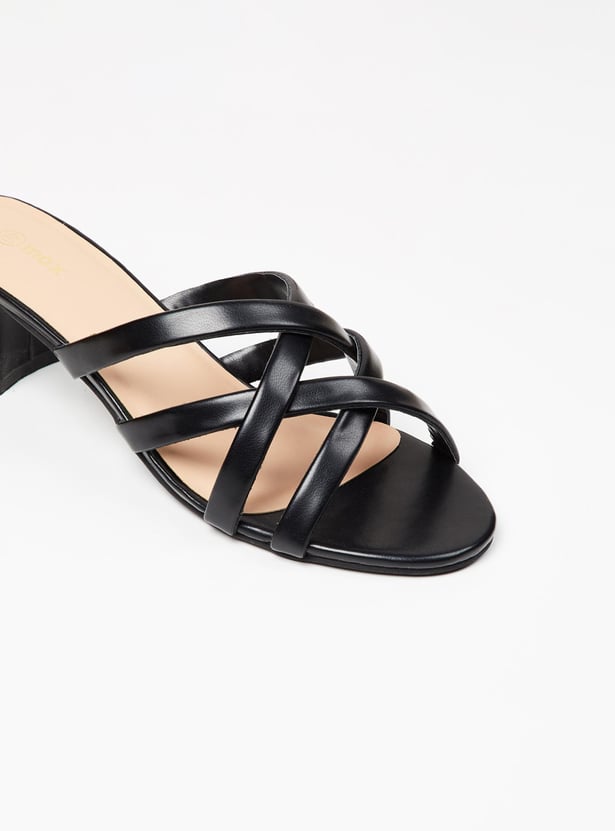 Women Solid Open Toe Block Heels