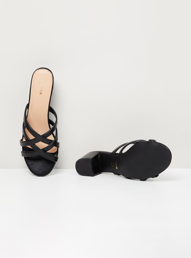 Women Solid Open Toe Block Heels