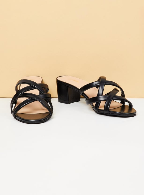 Women Solid Open Toe Block Heels