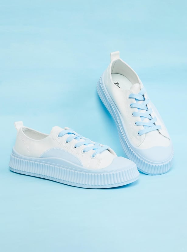 Buy Women Colourblocked Lace-Up Canvas Shoes Online at just Rs