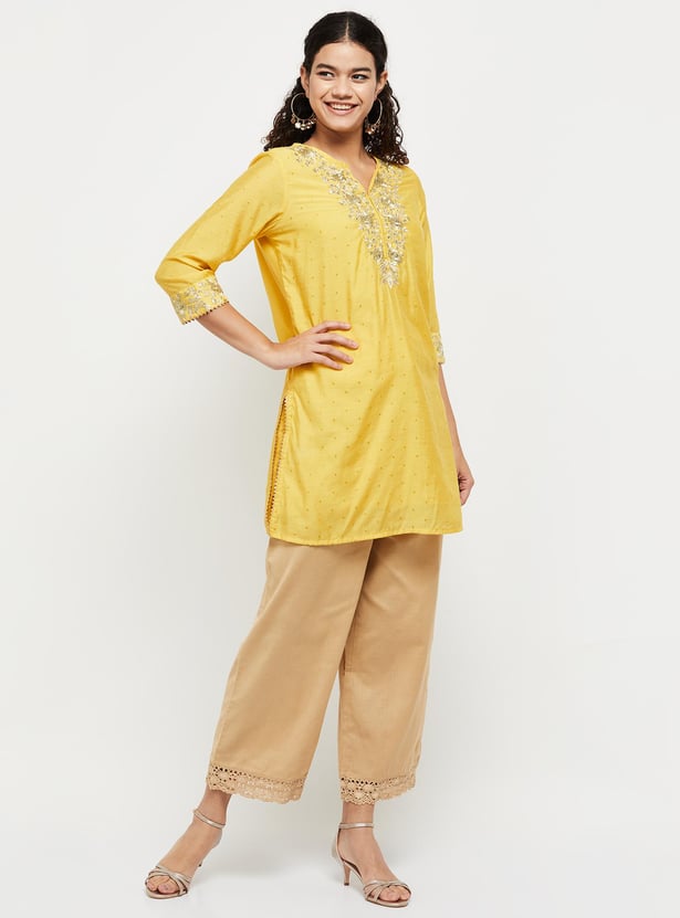 Women Solid Drawstring Closure Flared Pants