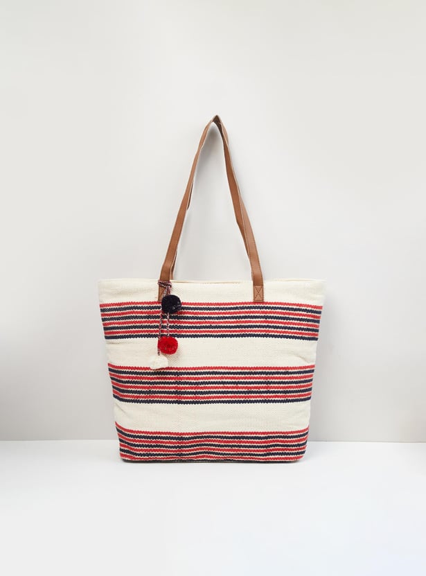 Women Textured Zip Closure Tote Bag