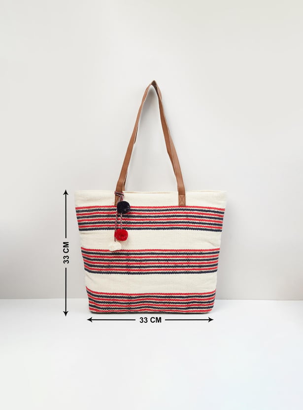 Women Textured Zip Closure Tote Bag