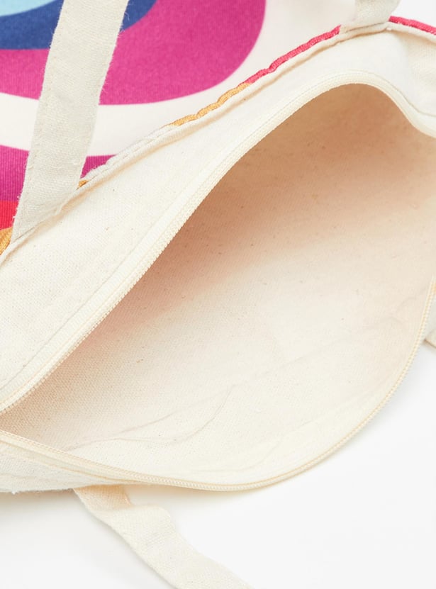 Women Printed Zip Closure Tote Bag