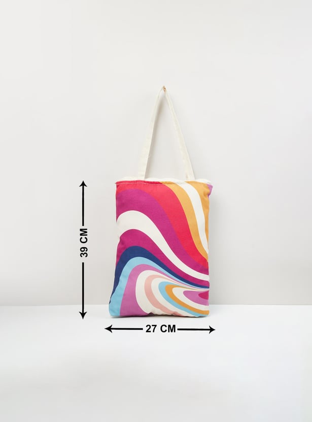 Women Printed Zip Closure Tote Bag