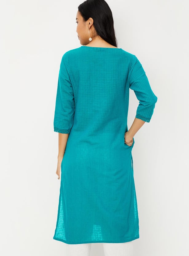 Women Checked Straight Kurta