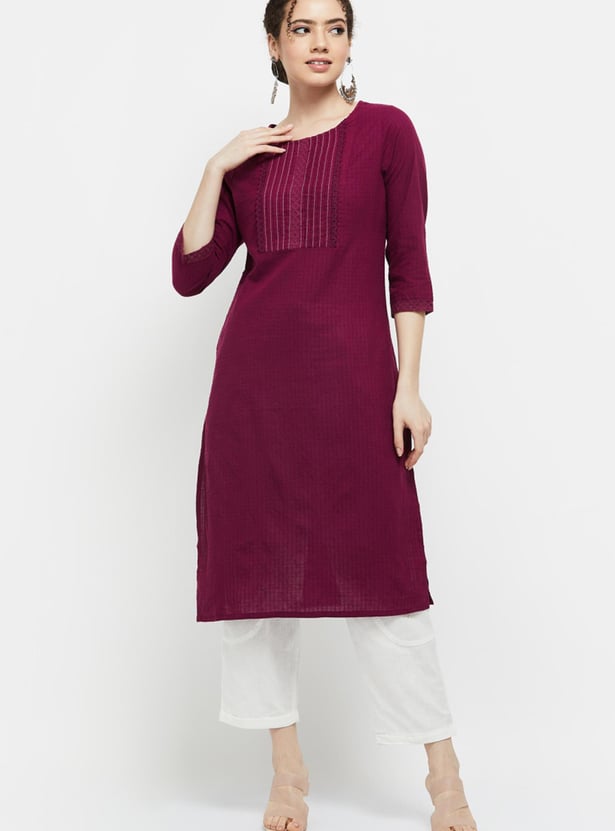 Women Checked Straight Kurta