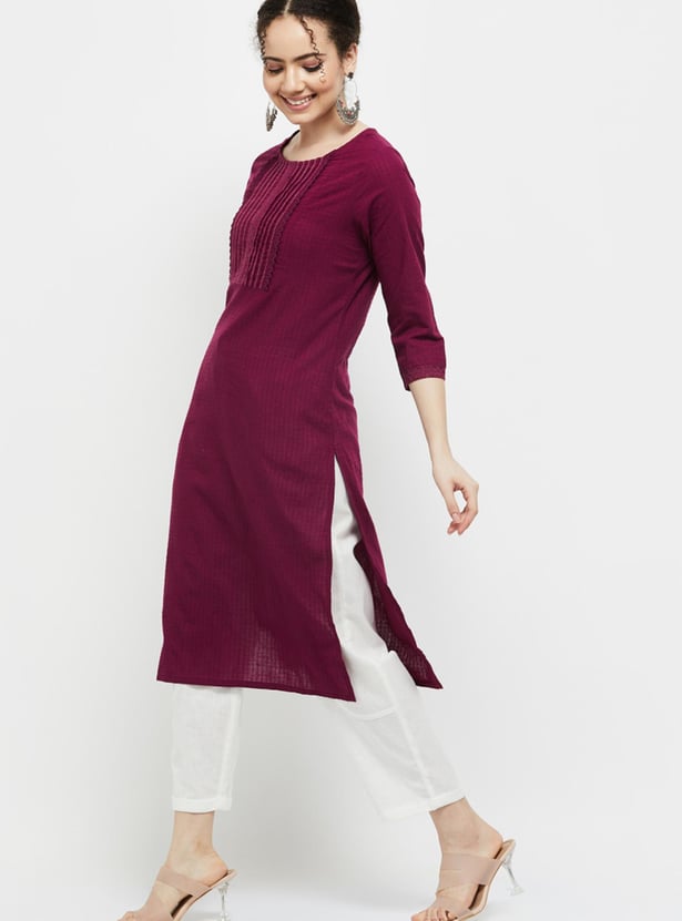 Women Checked Straight Kurta