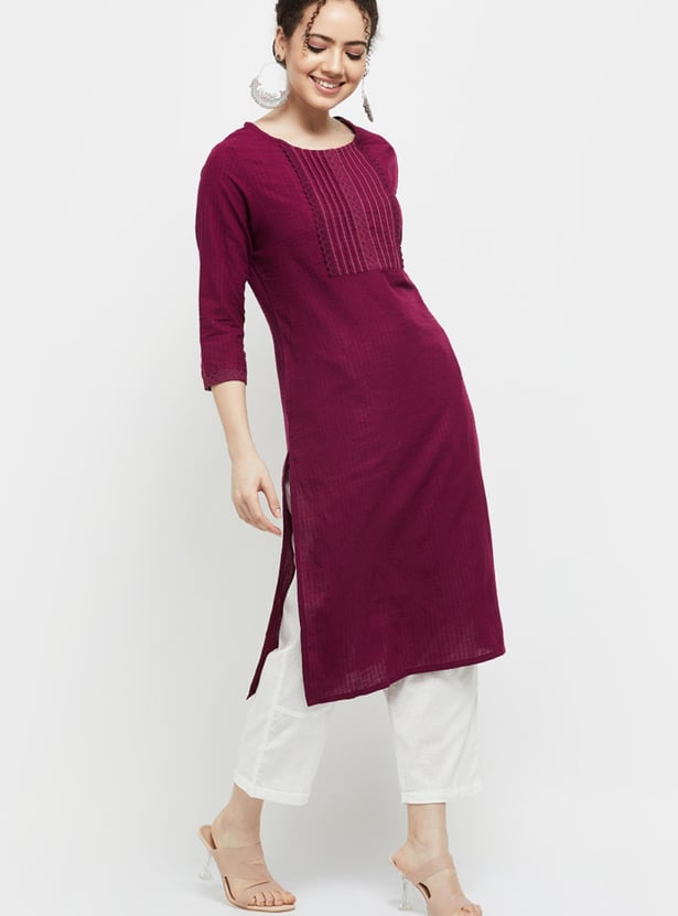 Women Checked Straight Kurta