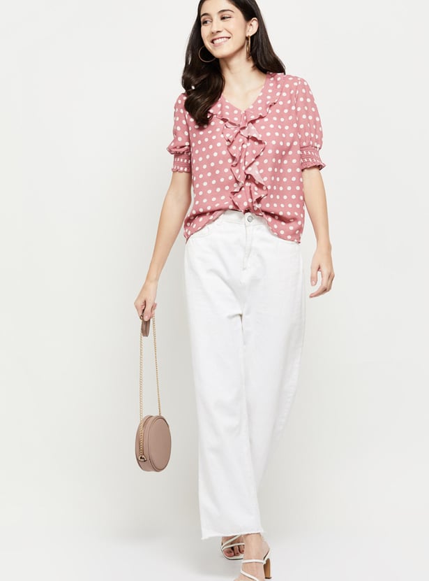 Women Printed Puffed Sleeves Casual Top