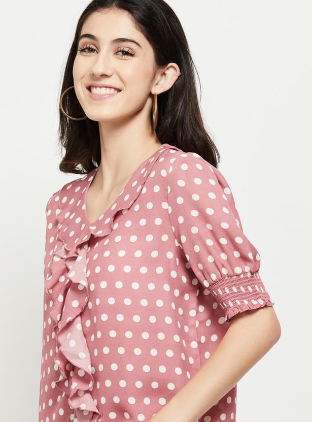 Women Printed Puffed Sleeves Casual Top