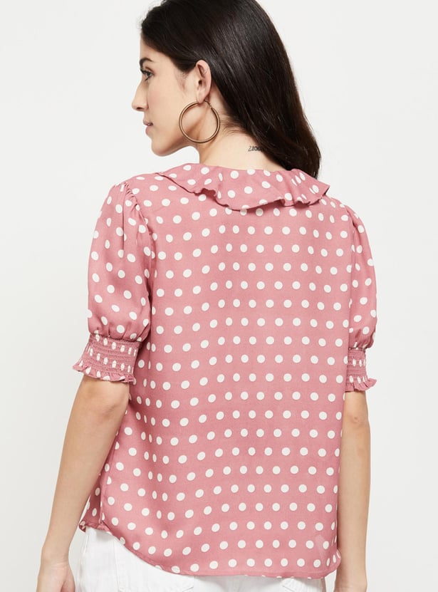 Women Printed Puffed Sleeves Casual Top