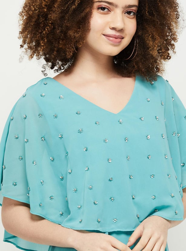 Women Embellished V-Neck A-line Dress