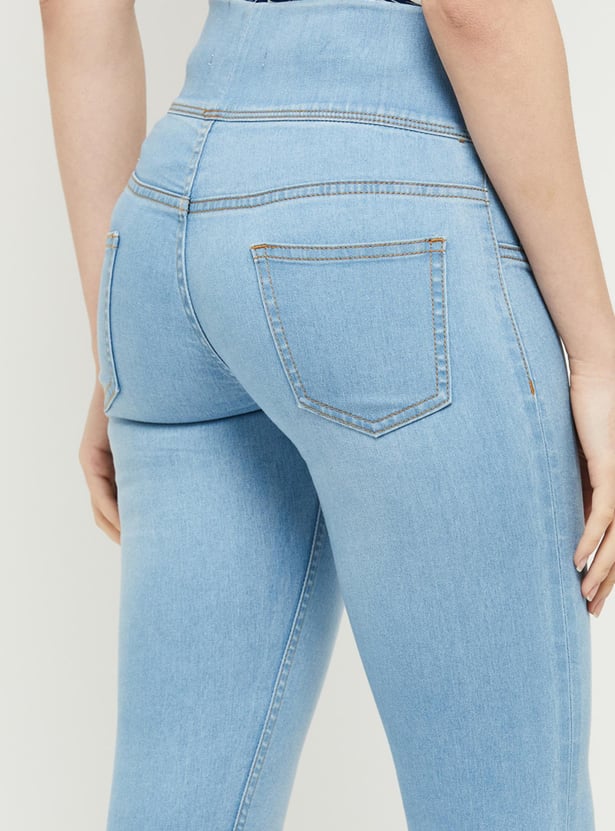 Women Washed Elasticated Jeggings