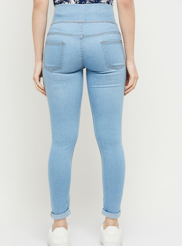 Women Washed Elasticated Jeggings