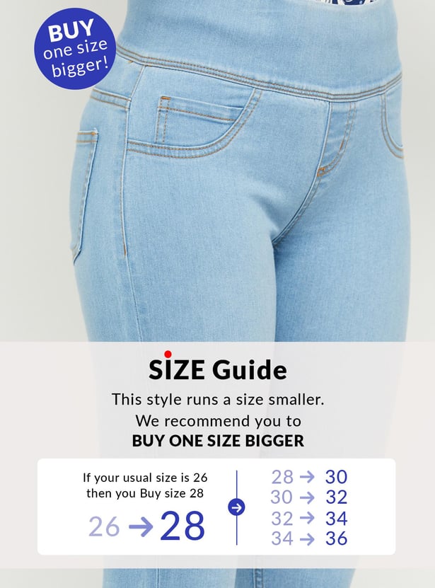 Women Washed Elasticated Jeggings
