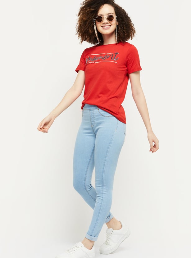 Women Solid Elasticated Skinny Fit Jeggings