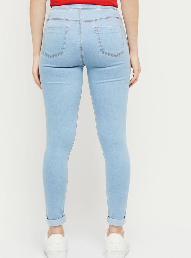 Women Solid Elasticated Skinny Fit Jeggings