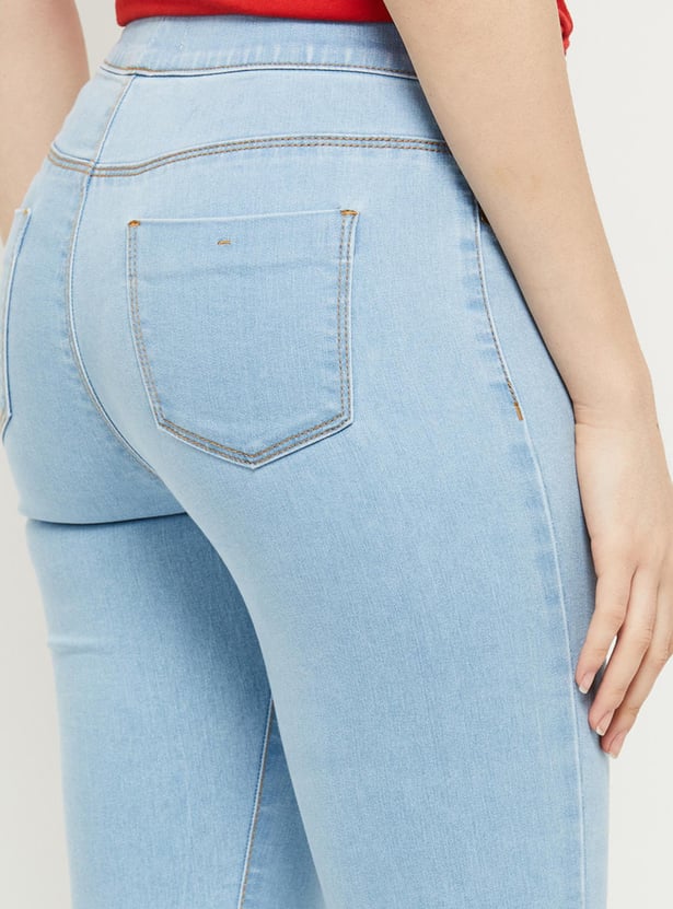 Women Solid Elasticated Skinny Fit Jeggings