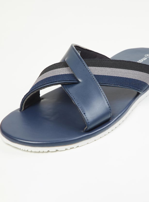 Men Striped Cross Strap Casual Sandals