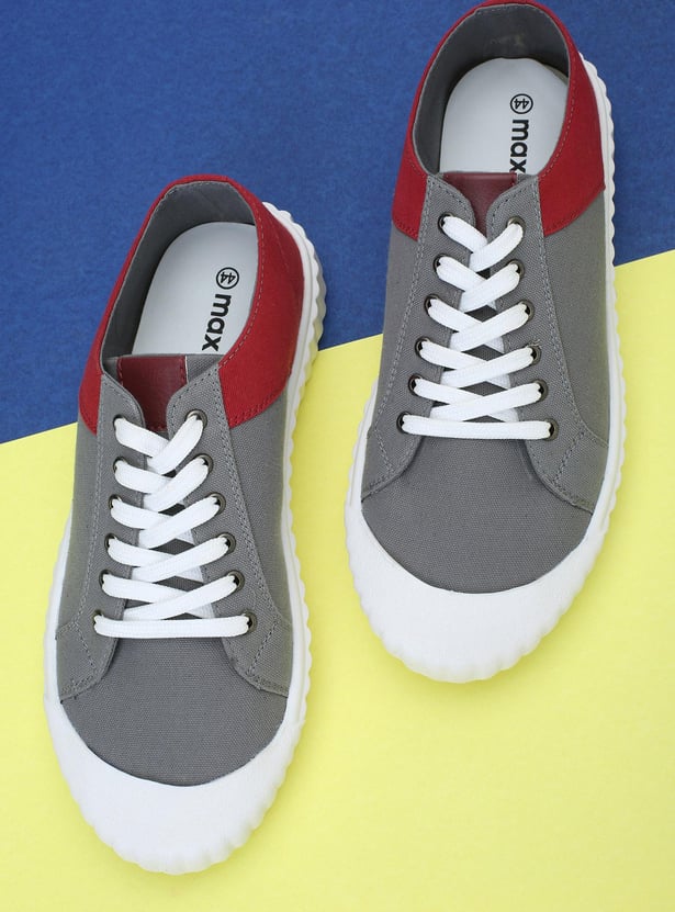 Men Colourblock Canvas Lace-Up Shoes