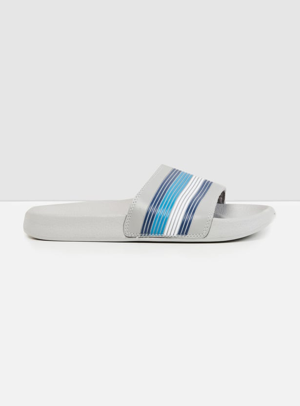 Men Striped Sliders