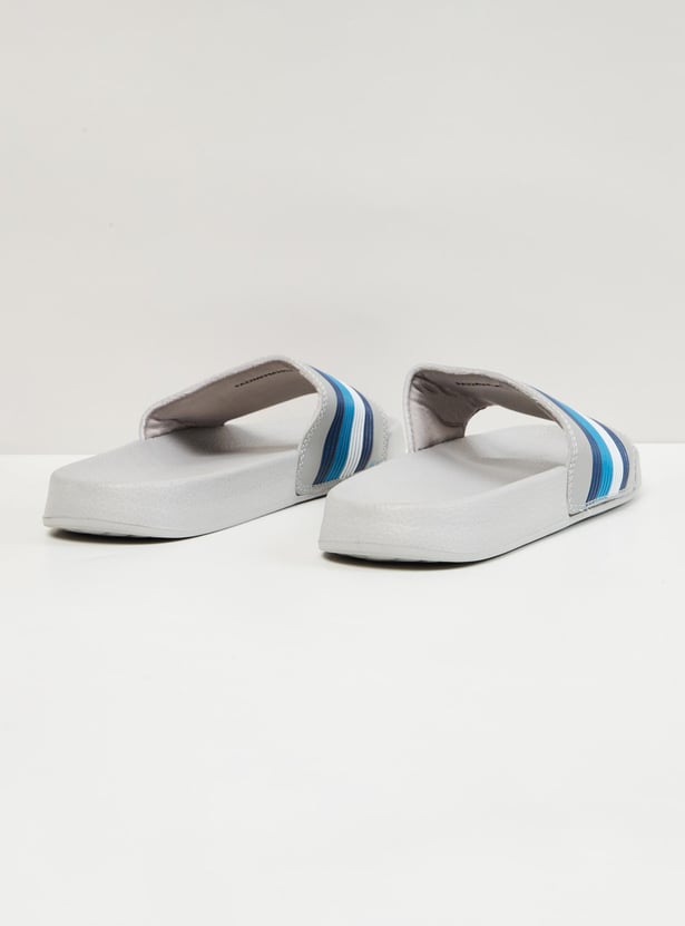 Men Striped Sliders