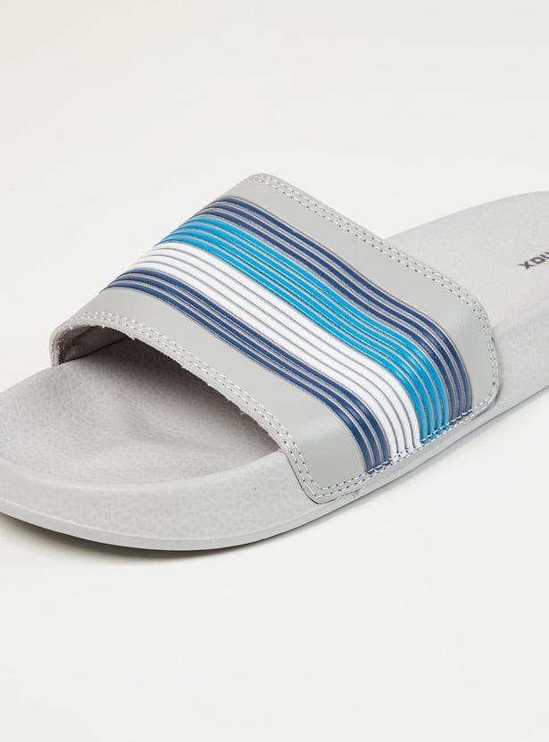 Men Striped Sliders
