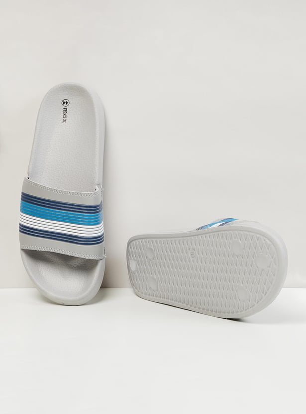 Men Striped Sliders
