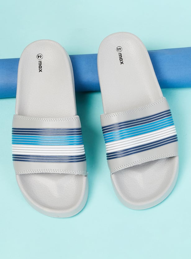 Men Striped Sliders