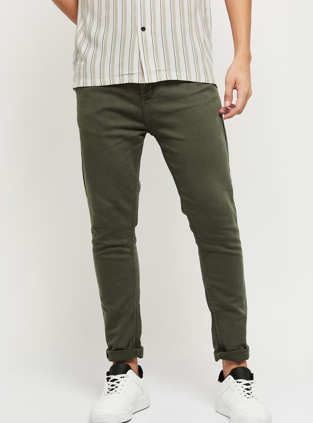 Men Carrot Fit Colored Jeans