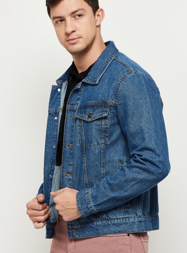 Buy Men Solid Denim Jacket Online at just Rs. 1899.0