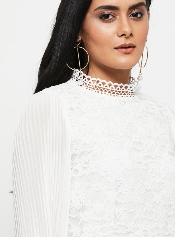 MAX Women Lace Detailed Casual Top