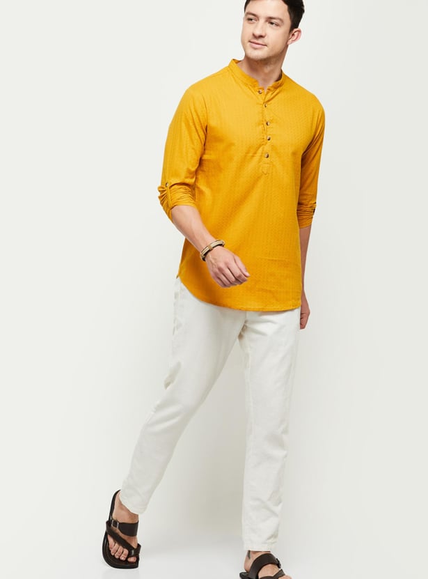 Men Textured Short Kurta