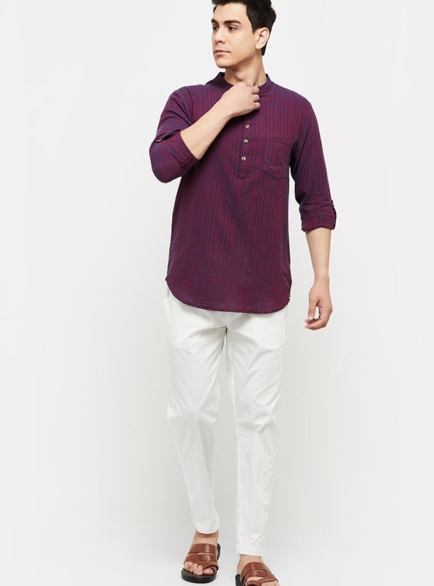 Men Striped Short Kurta 