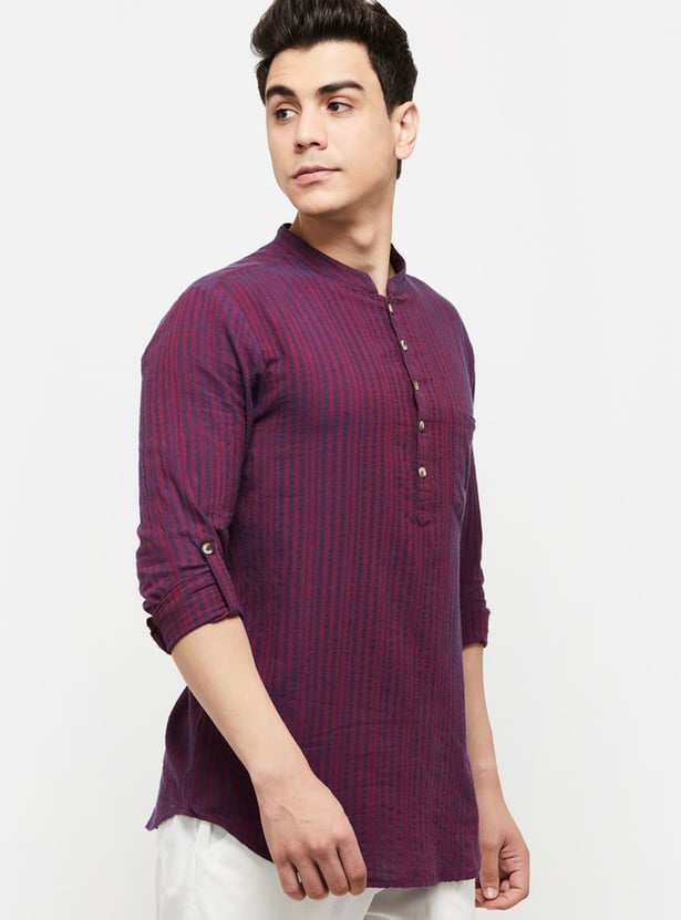 Men Striped Short Kurta 