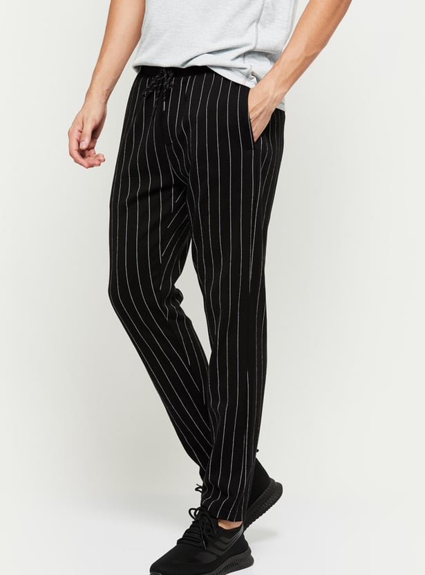Men Striped Regular Fit Track Pants