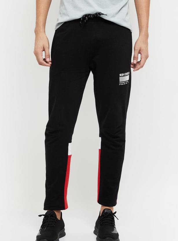Men Colourblocked Full-Length Joggers