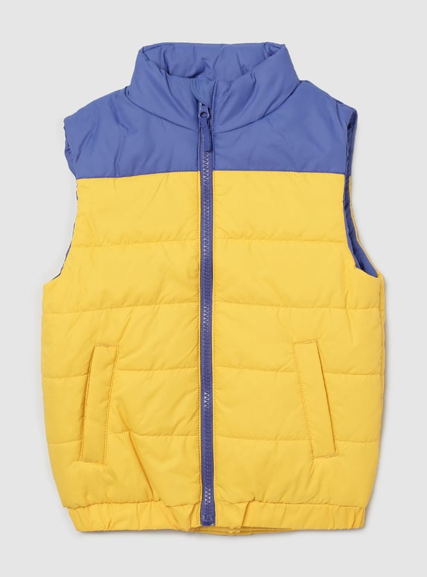 Boys Colourblock Sleeveless Puffer Jacket