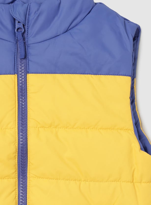 Boys Colourblock Sleeveless Puffer Jacket