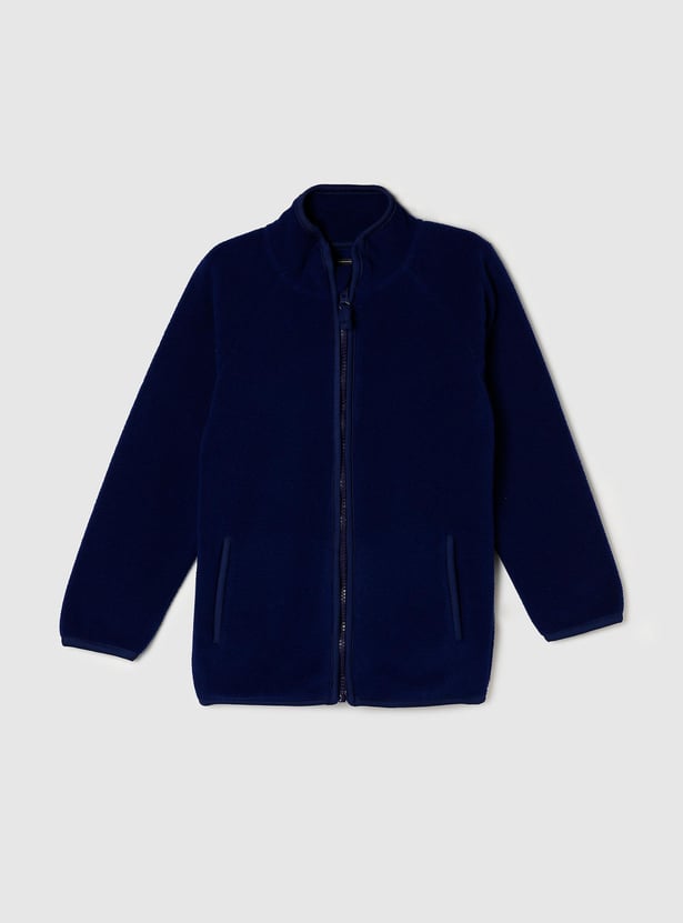 Boys Solid Zip Closure Jacket