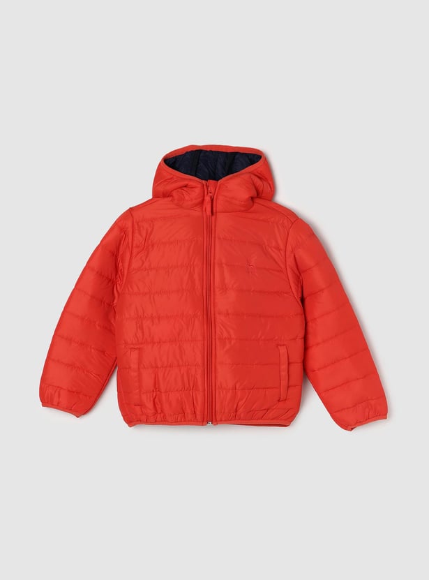 Boys Solid Hooded Puffer Jacket