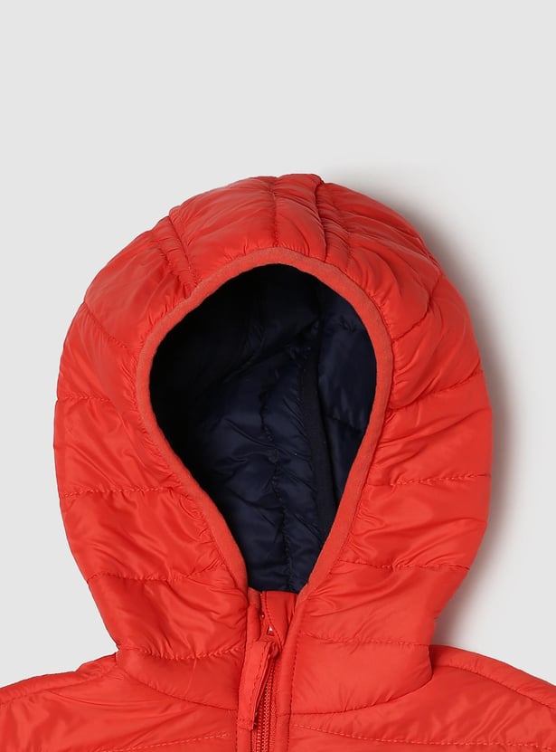 Boys Solid Hooded Puffer Jacket