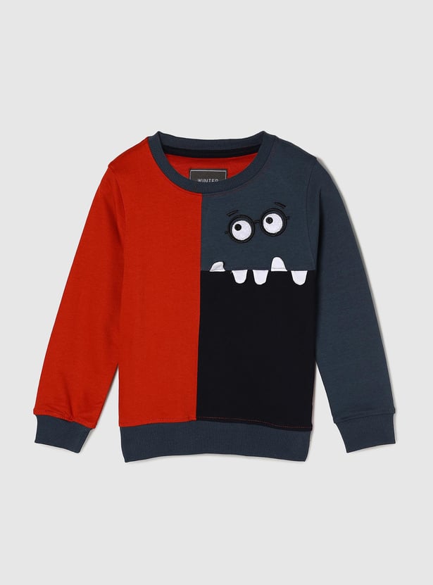 Boys Embroidered Crew Neck Sweatshirt