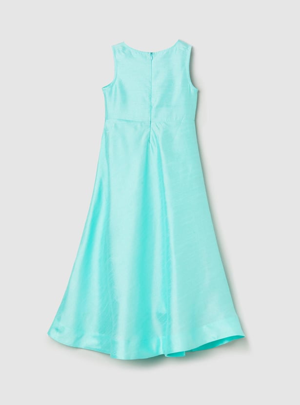 Girls Embroidered Sleeveless Fit and Flare Dress
